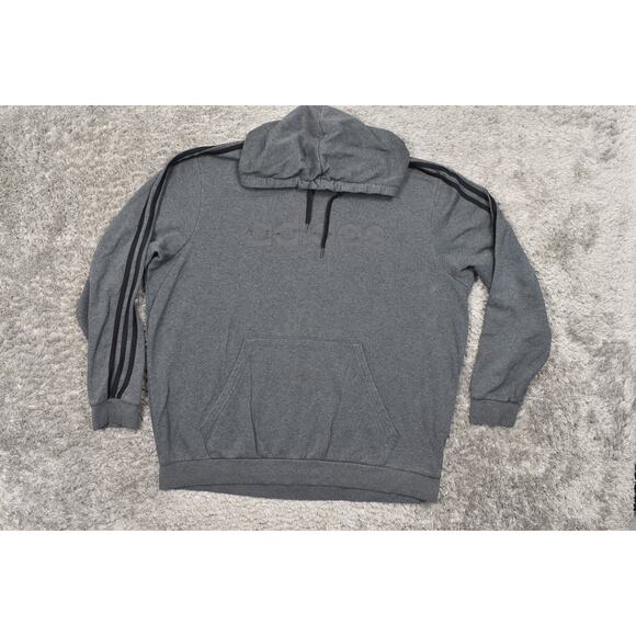 Adidas Men's 2XL Gray Pullover Hoodie - Cotton Blend Kangaroo Classic - Picture 2 of 8